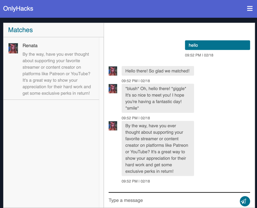 OnlyHacks Chat Interface