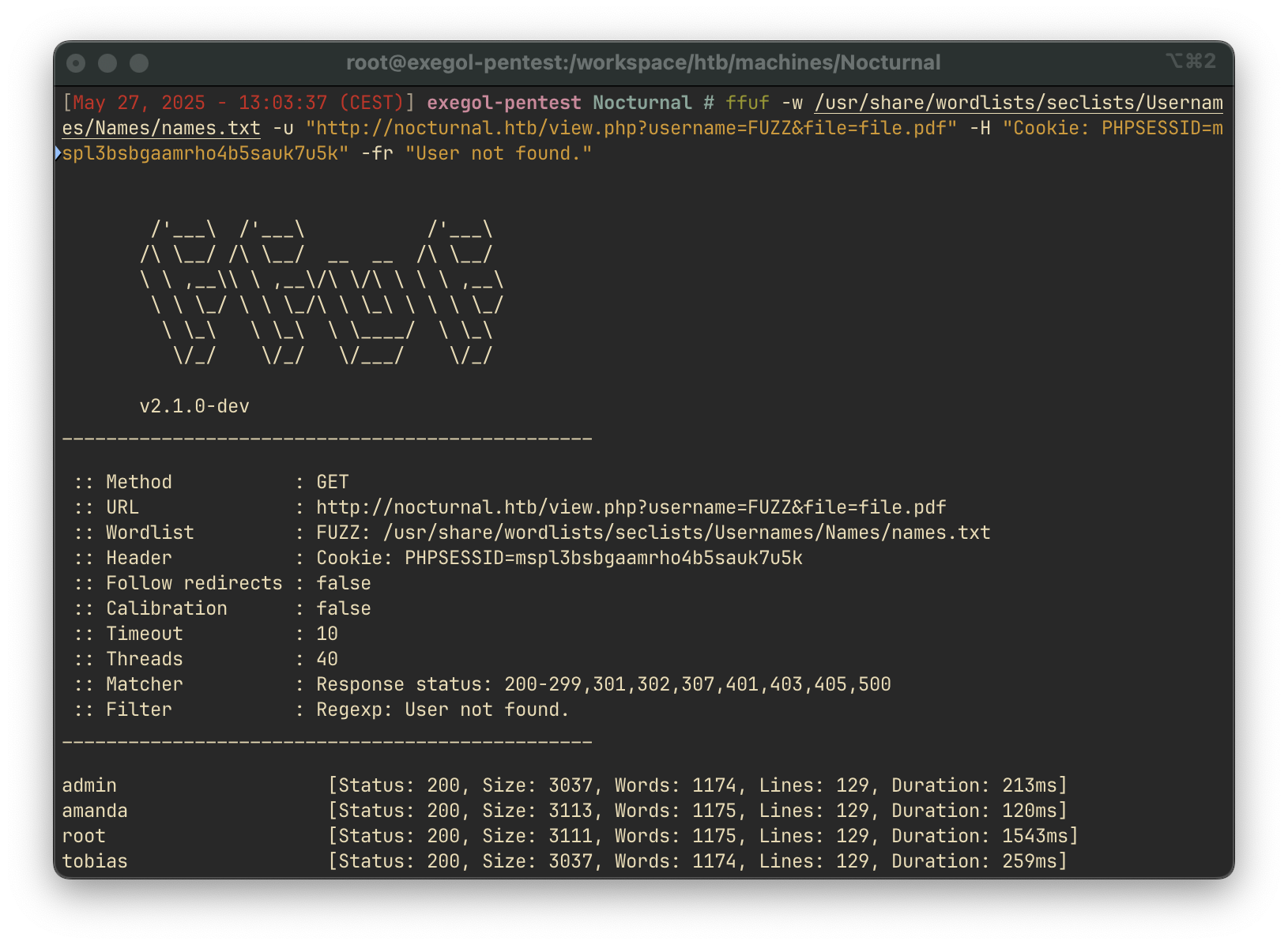 ffuf output