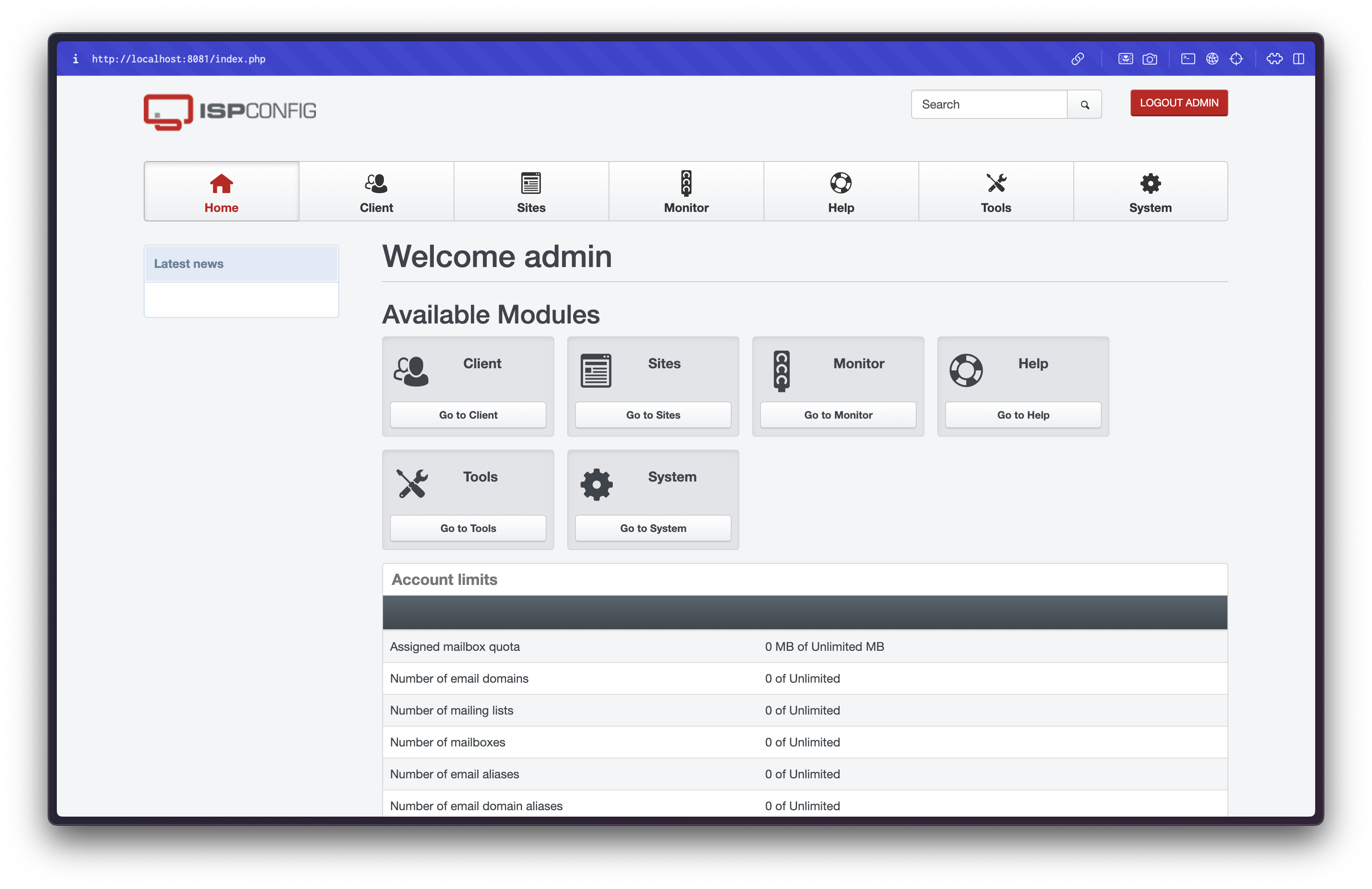 ISP config dashboard