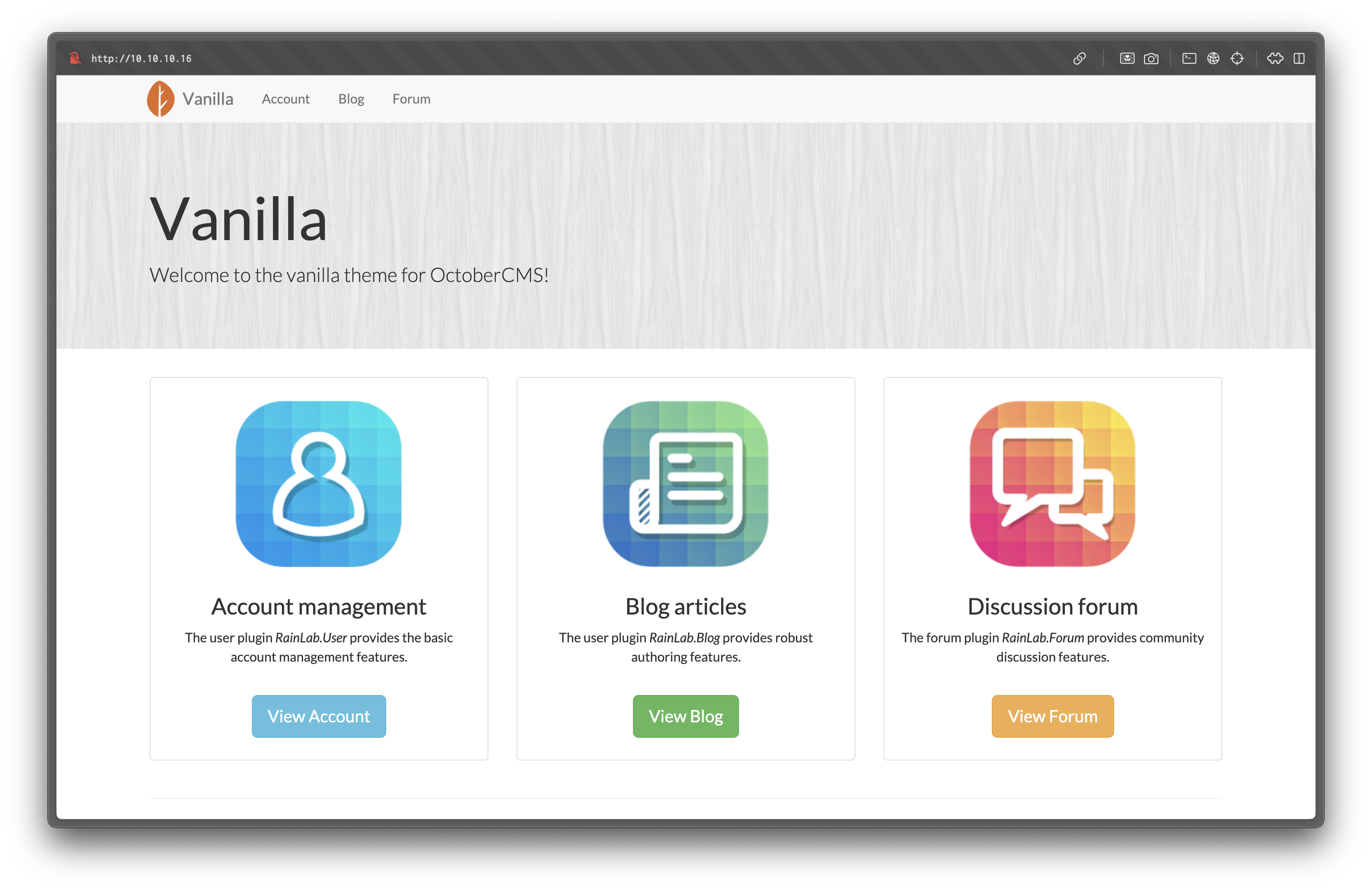 October CMS landing page