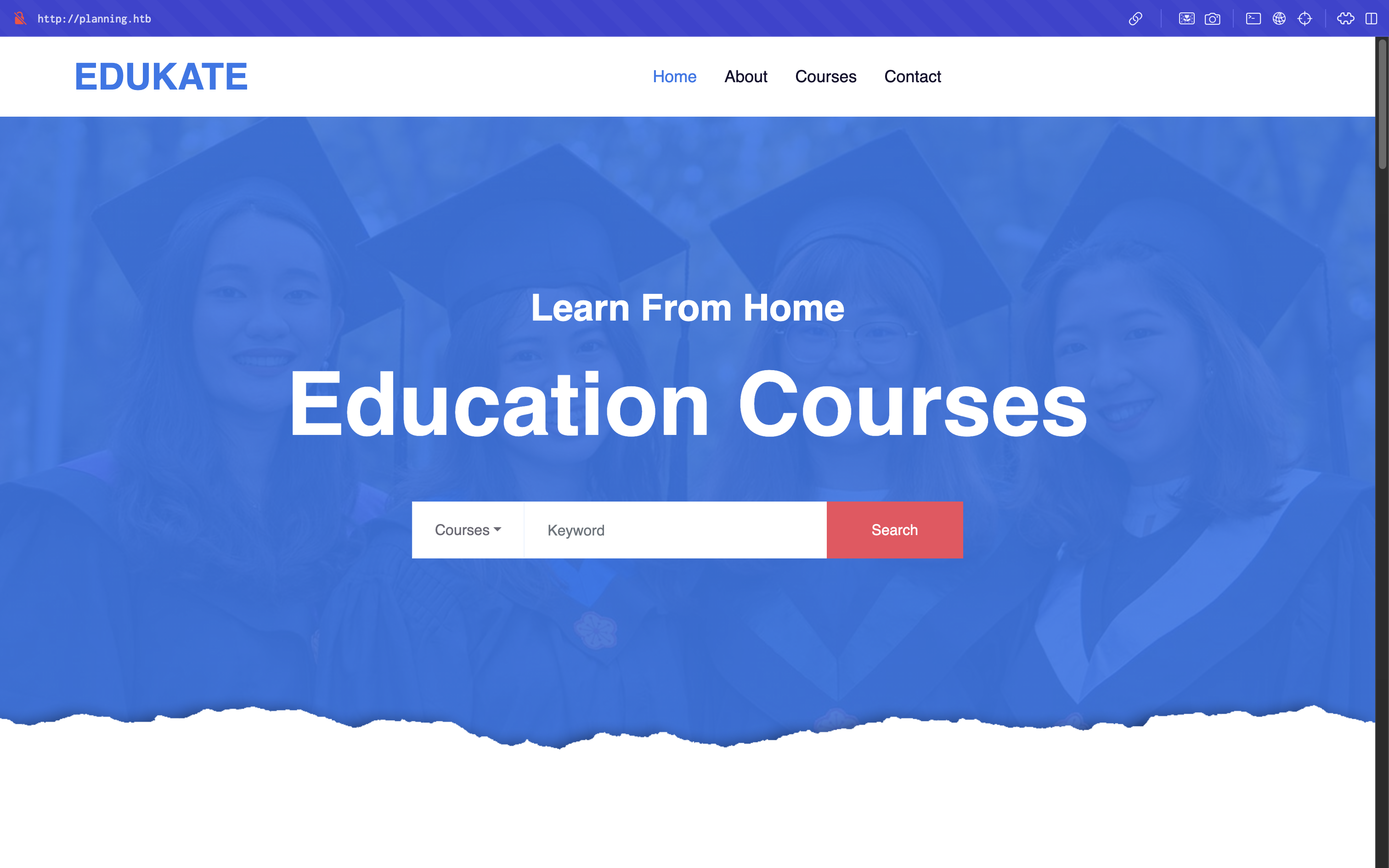 Home page of the Edukate website