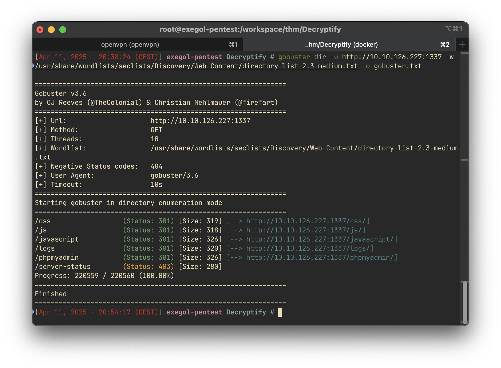 Gobuster Output
