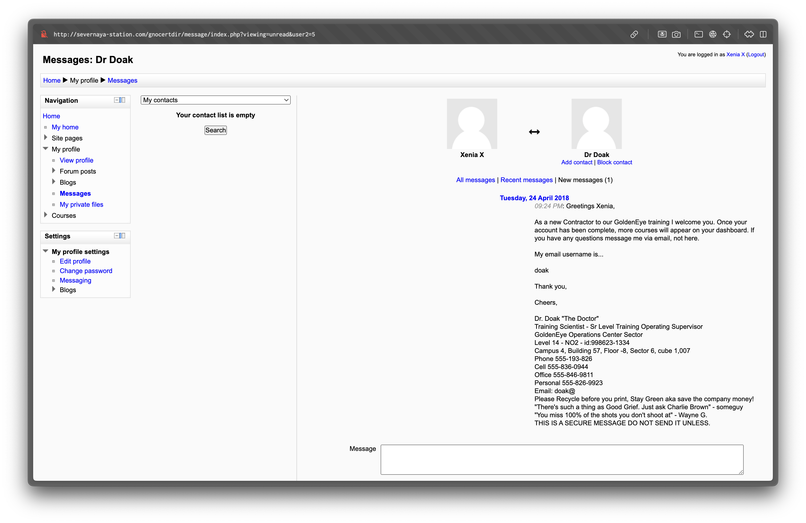 Moodle Messages