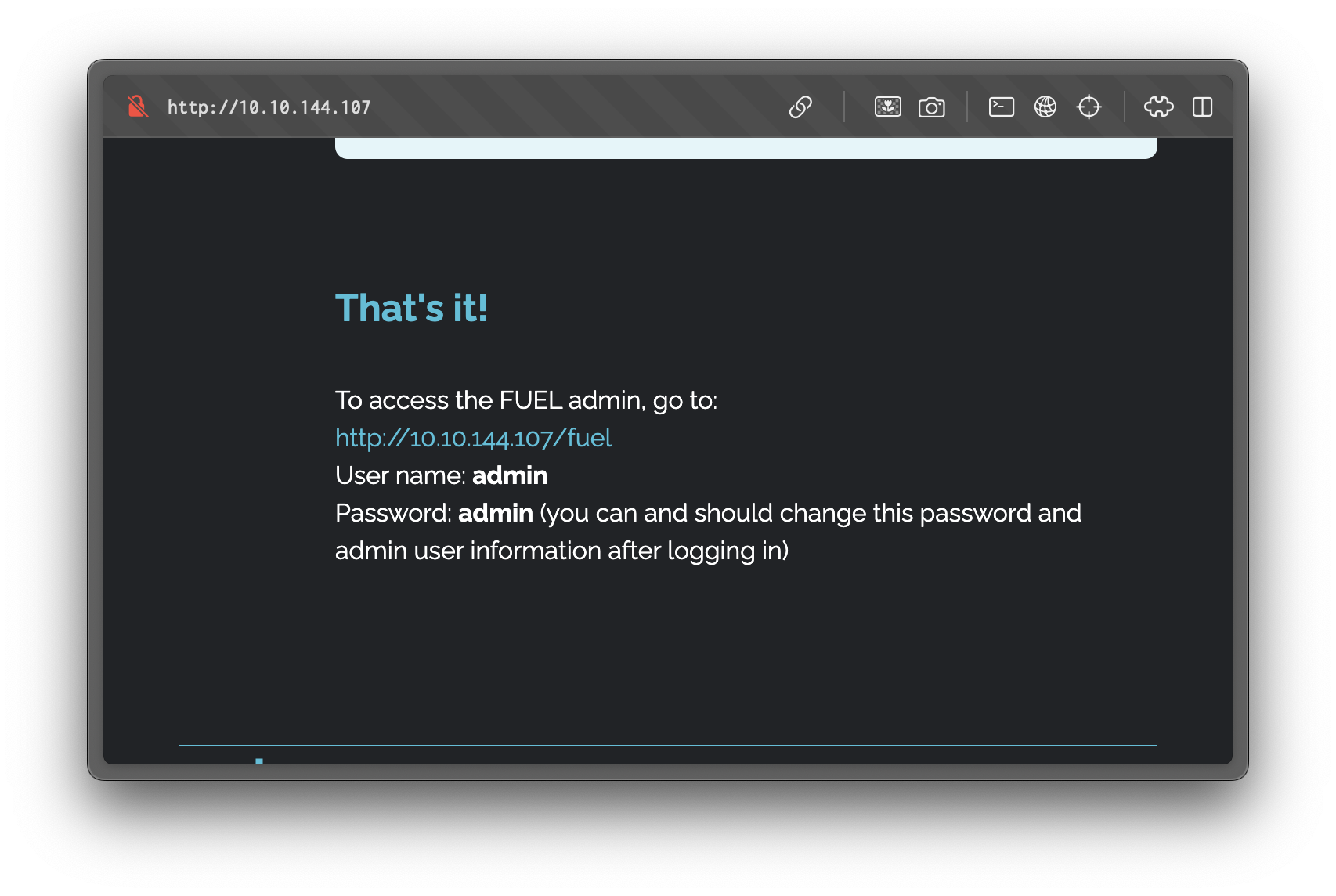 FUEL CMS Admin Credentials